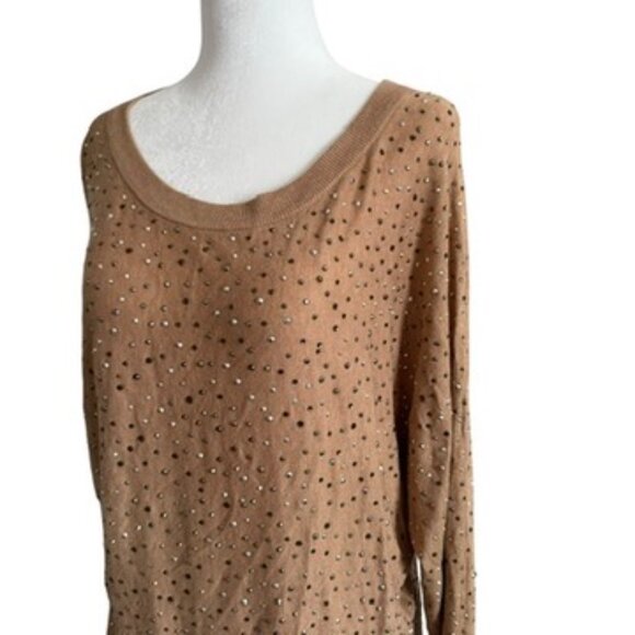 I.N.C. Tan knit Sweater embelished in rinestones M Medium long sleeve - Picture 4 of 6